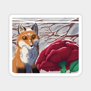 Fox and Rose Magnet