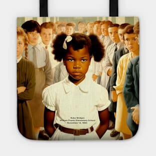 Black History Month: Ruby Bridges, William Frantz Elementary School November 14, 1960 on a Dark Background Tote