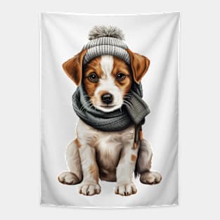 Winter Jack Russell Terrier Dog Tapestry