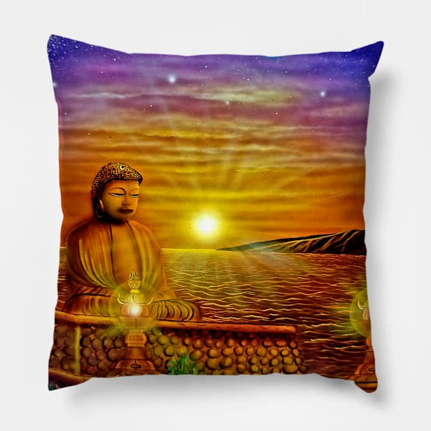 Mystical Buddha Pillow by Coreoceanart