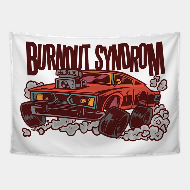 Cool Muscle Car Burnout Tapestry by BamBam