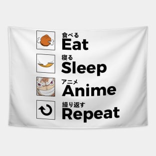 Eat Sleep Anime Repeat Tapestry