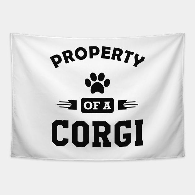 Corgi Dog - Property of a corgi Tapestry by KC Happy Shop