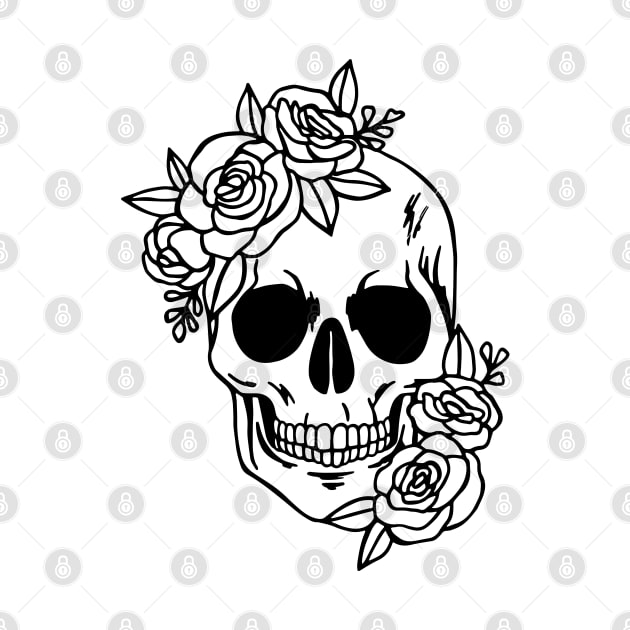 Skull with Roses by Dazling Things