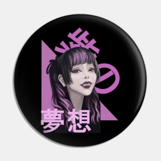 Goth Kawaii Purple Girl Reverie Pin