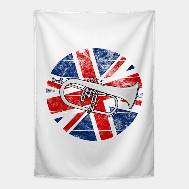 Flugelhorn UK Flag Britain Hornist British Musician Tapestry by doodlerob