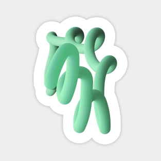 Fluid geometric green abstract shape worm Magnet