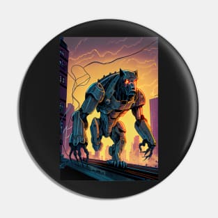 Monster giant robot cyborg dog attacking the city Pin