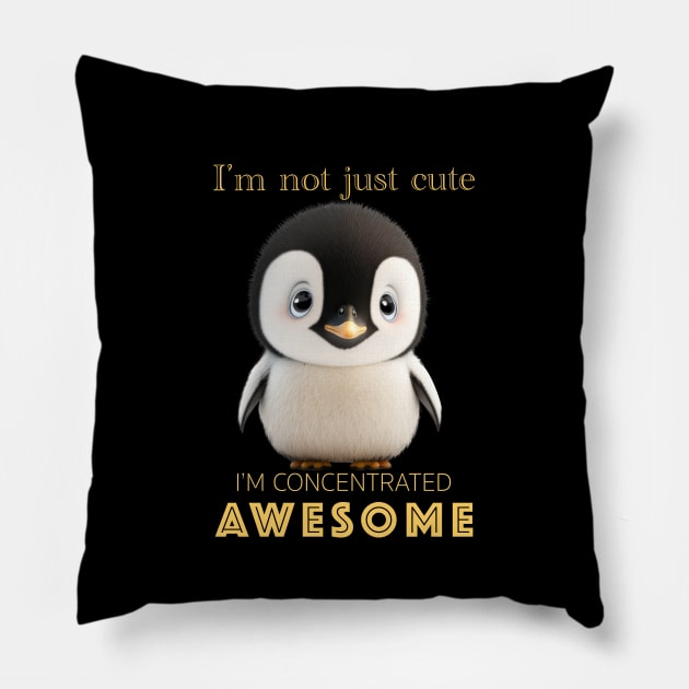 Penguin Concentrated Awesome Cute Adorable Funny Quote Pillow by Cubebox