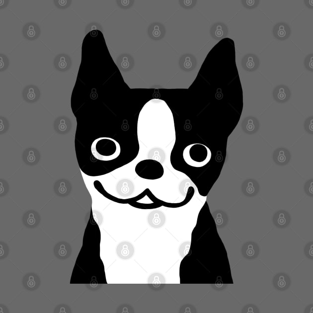 Boston Terrier Smiling Face by Coffee Squirrel