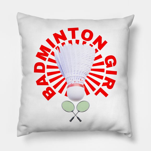 Badminton Girl - Badminton Player Pillow by Millusti