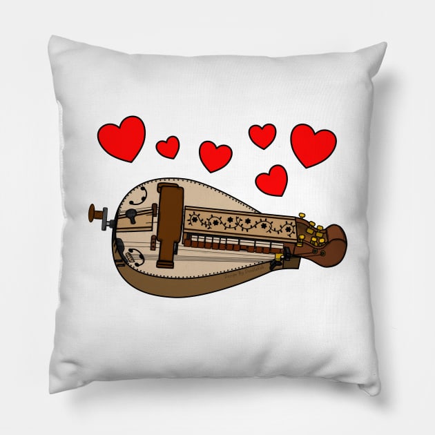 Valentines Hurdy Gurdy Gurdyist Wedding Musician Pillow by doodlerob