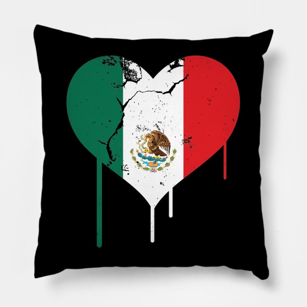 Mexican Pride Heart Flag Love Mexico Proud Immigrant Gift Pillow by twizzler3b