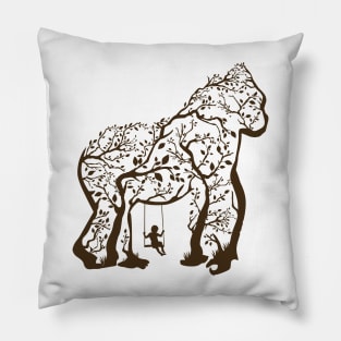 gorilla tree illustration swing Pillow