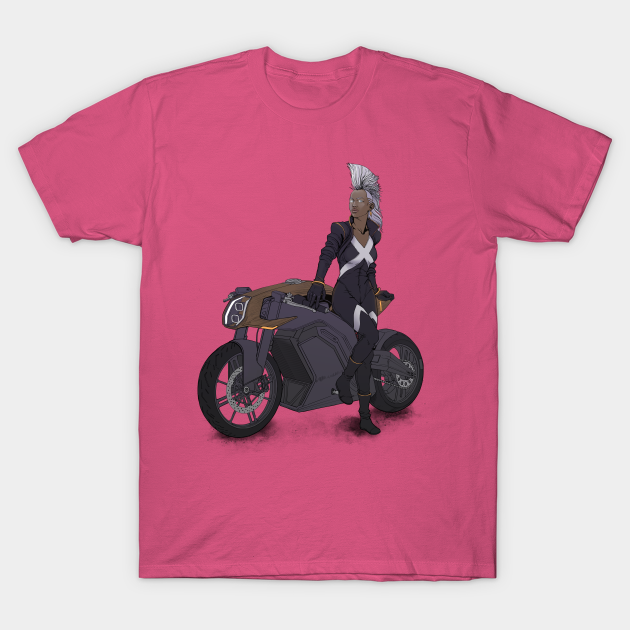 Mohawk Woman On Motorcycle - Black - T-Shirt