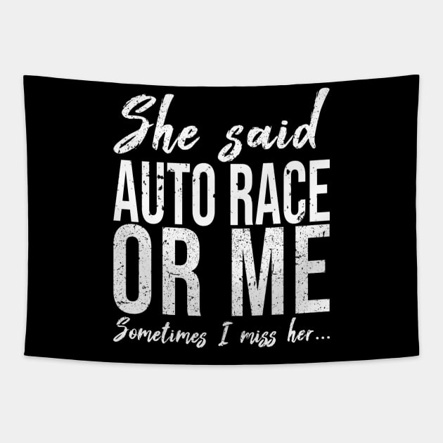 Auto Race funny sports gift idea Tapestry by Bestseller