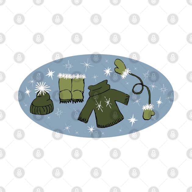 Winter weather snow lover gear cartoon illustration by Angel Dawn Design