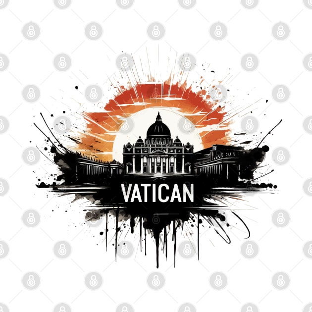 Vatican City Travel Ink Art Painting by TomFrontierArt