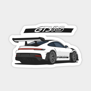 Rear car 911 gt3 rs white black Magnet