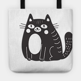 Linocut Style Black Cat Tote