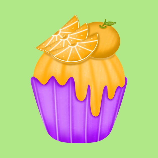 Cute orange cupcake 🧁. by Onanong art design shop.