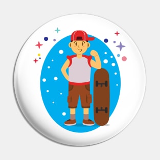 cartoon skateboarder Pin