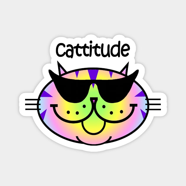 Cattitude 2 - Rainbow Stripe Magnet by RawSunArt