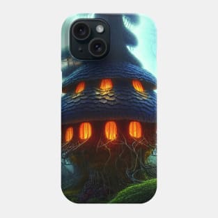 Magical Big Cottage Mushroom House with Lights in Forest with High Trees, Mushroom Aesthetic Phone Case