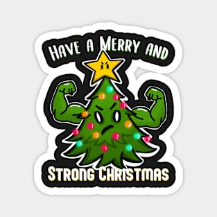 Christmas Tree with Muscles Strong Christmas for bodybuilder Magnet