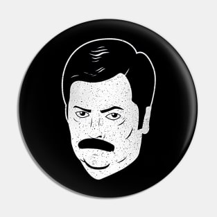 Ron Swanson Face black tee Pin