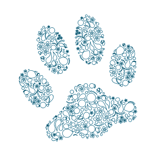 Paw Print in Modern Paisley Outline Design T-Shirt