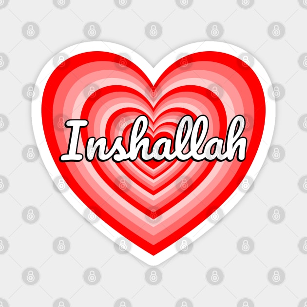 Inshallah Islam Islamic Muslim Heart Design I Love Allah Magnet by Popular Objects™