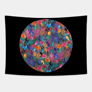 Popping Color Painted Floral on Grey Tapestry