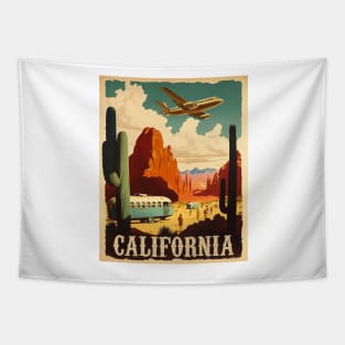 California Desert Vintage Travel Art Poster Tapestry