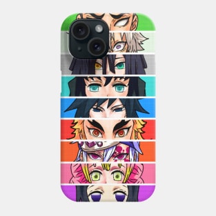 The nine Hashira + Retro Style Demon Slayer Phone Case