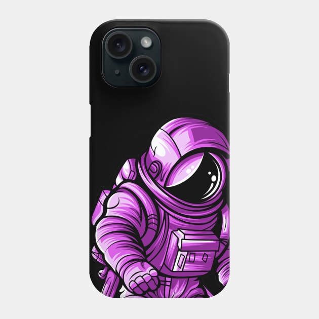 Lost in space purple astronaut Phone Case by retropetrol