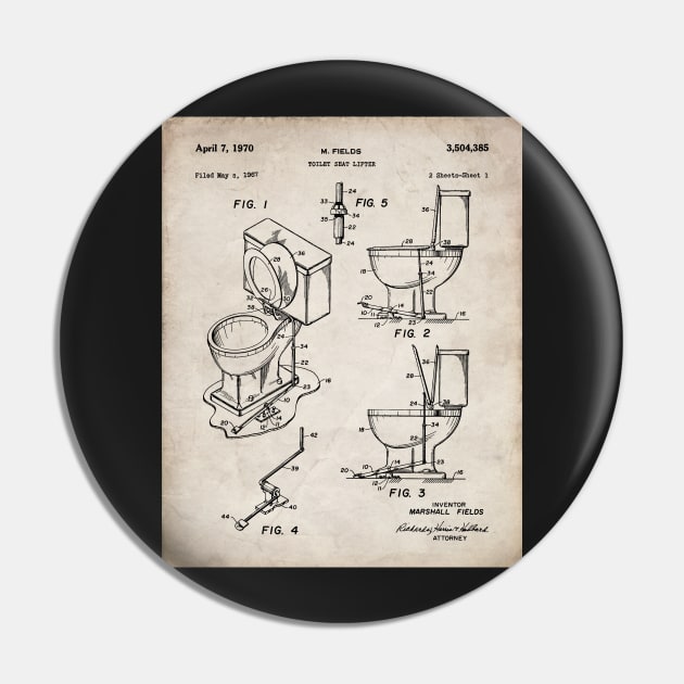 Toilet Seat Patent - Housewarming Bathroom Art - Antique Pin by patentpress