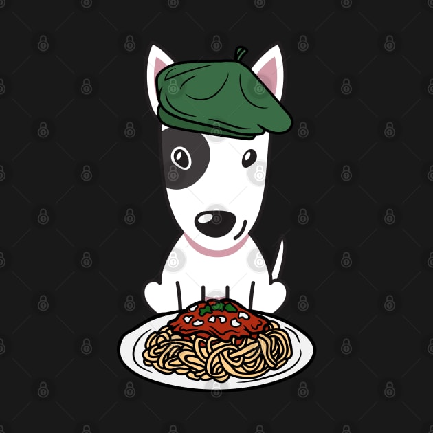 Dog eating Spaghetti - bull terrier by Pet Station