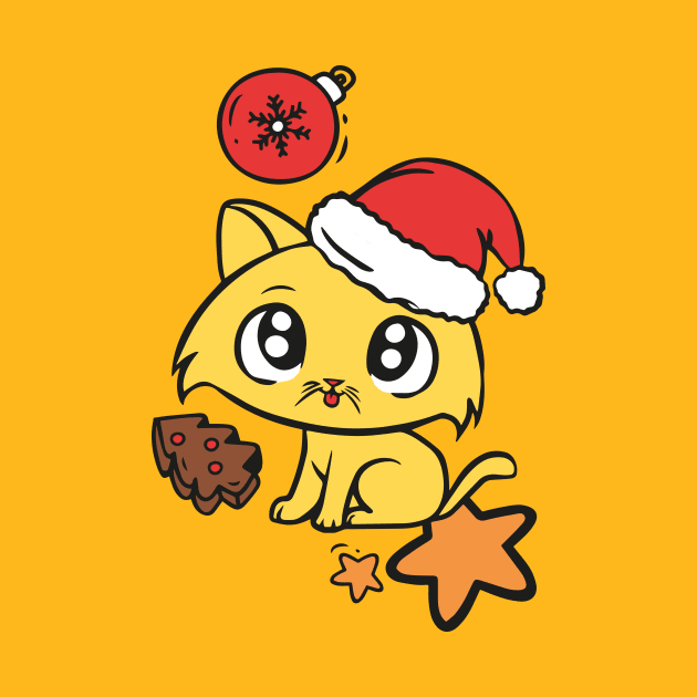 Cute Christmas cat with cooky and stars by MK3