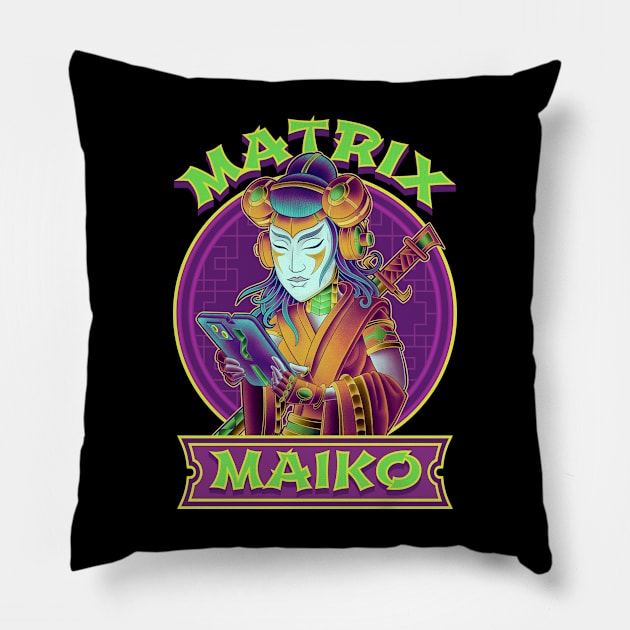 Matrix Maiko Pillow by danielcolumna_art