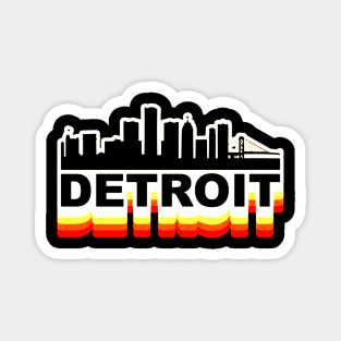 Detroit City Skyline Vintage Retro Magnet