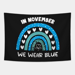 In November We Wear Blue Rainbow Tapestry