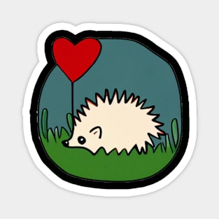 Cute hedgehog with a heart shaped baloon Magnet