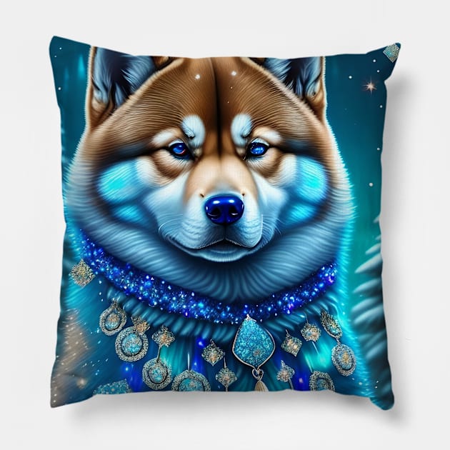 Jeweled Shiba Inu Pillow by Enchanted Reverie