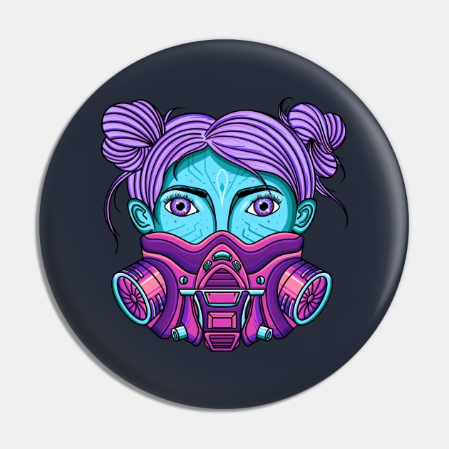 Tech Gas mask Quarantine Girl Pin by nataliesnow24