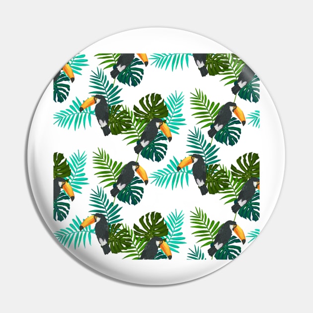 Colorful Jungle Leaves Pattern Pin by Urban_Vintage