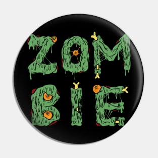 Zombie lettering with bones and eyes Pin