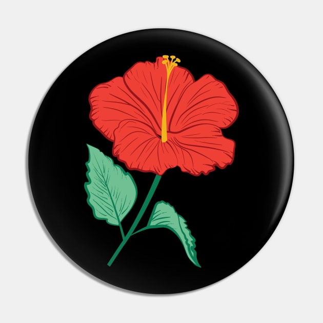 Red Hibiscus Flower Pin by SWON Design