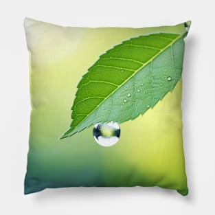 Leaf Water Drop Nature Serene Tranquil Pillow