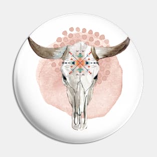 Watercolor blush skull Pin